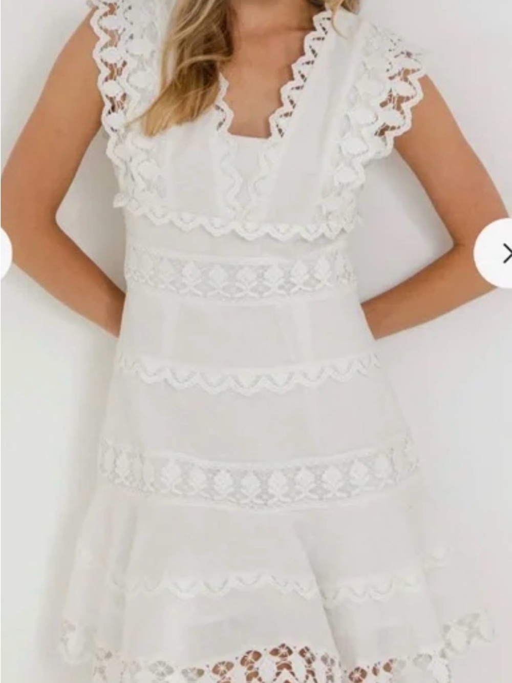 Endless Rose White Lace-Trim Mini Dress